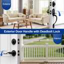 Matte Black Front Door Handle and Deadbolt Set, Single Cylinder Front Door Lock Set with Reversible Handle, Exterior Door Handle with Deadbolt Lock and Keyed