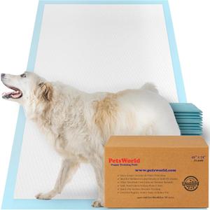 PETSWORLD Premium Extra Large Dog Pee Pads (43" x 74") Jumbo Puppy Training & Incontinence Pads for Large Dogs & Multi-Pet Homes Leak-Proof, Odor Control, 5-Layer Absorbency, 25 Count