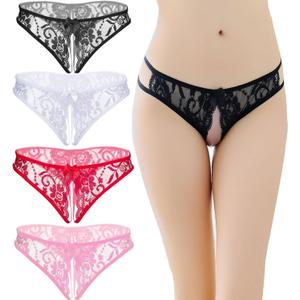 Sexy G StringThongs for Women Naughty Low Rise Panties Floral Lace Briefs Underwear (XL)