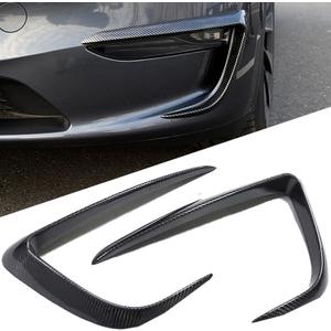 Front Fog Light Trim Cover for Tesla Model Y, 2PCS Fog Lamp Eyebrow Eyelids Cover Frame Blade Trim, Spoiler Accessories Fit Model Y 2017-2023 2024, Glossy Carbon Fiber