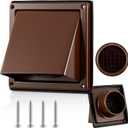 Gisafai 4'' Dryer Vent Cover Outside Walls External Extractor Fan Exhaust Vent Cap Stainless Steel Hood Cushioned Non Return Flap with Sealing Gasket Grille Screen (Brown)