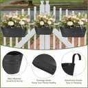 3 Different Size Metal Iron Hanging Flower Pots 13 Pcs for Outdoor Plants Metal Hanging Bucket Pots Iron Railing Fence Planter with Drainage Holes and Hooks for Porch Railing Balcony Fence (Black), Large, Medium, Small