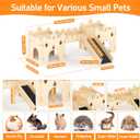 Guinea Pig Hideout House, Deluxe Wooden Hamster Hideout with Climbing Ramp & Rest Zone, Bunny Castle Tower Toy for Guinea Pig Chinchilla Gerbil Hedgehog Small Animal House Habitat Hut