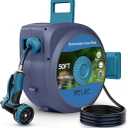 Retractable Garden Hose Reel, Wall-Mounted Hose Reel 1/2 in x 50 ft, Slow Retraction System, Any Length Lock, 180Swivel Water Hose Reel with 10 Function Nozzle
