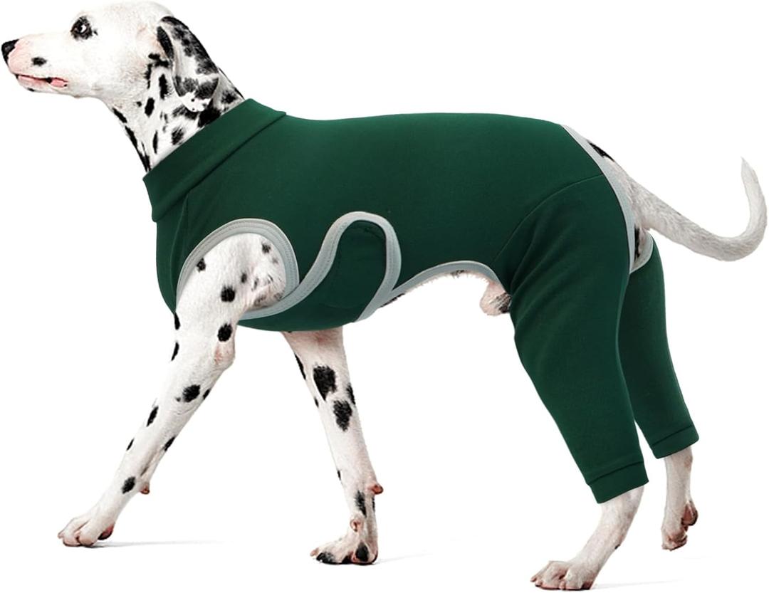 Kuoser Dog Surgery Recovery Suit, Professional Dog Surgical Suit for Back Legs, Soft Dogs Recovery Sleeve to Prevent Licking Biting Wounds, Dogs Onesie After Surgery Elbow Protector, Green 3XL (3X-Large (Back: 24.4"; Chest: 37.4"))