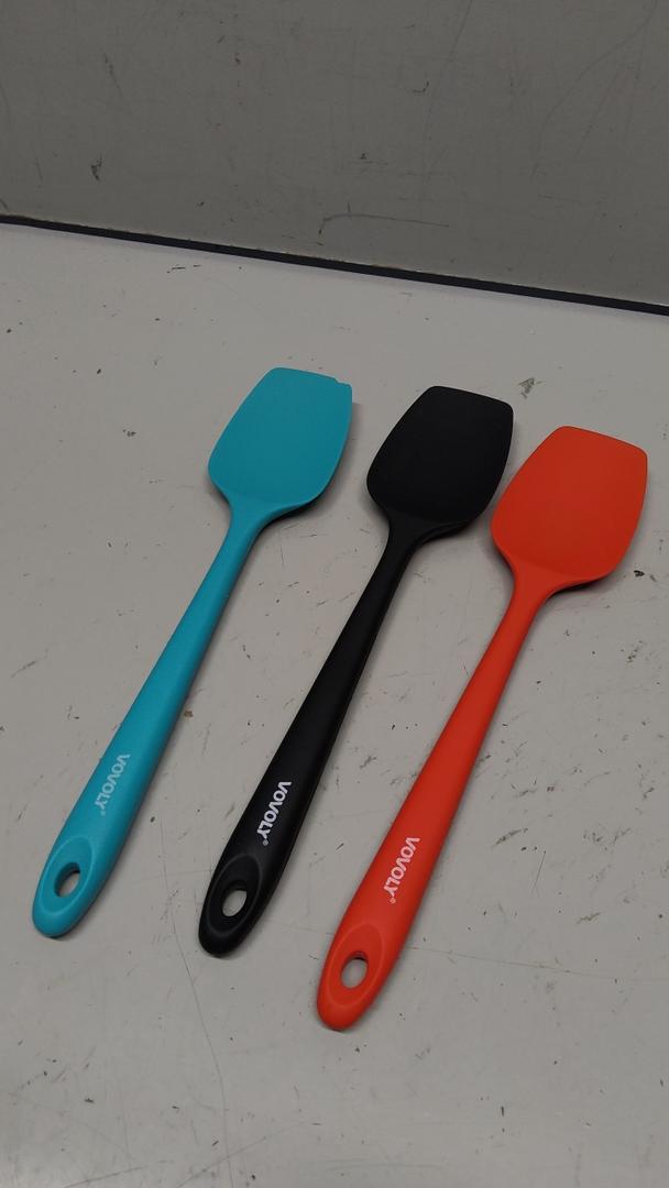 Upgrade Silicone Spatula Spoon Set, VOVOLY Heat Resistant Rubber Spoonula, Seamless Non-Stick Flexible Scrapers for Baking Mixing Tool, 3 Pack