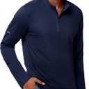 MIER Mens Quarter Zip Pullover Fleece Lined Dry Fit Golf Shirt | Moisture Wicking, Quick Dry, 4-Way Stretch, Reflective Details, Running Athletic Workout Gym, Midweight (Blue, XL)