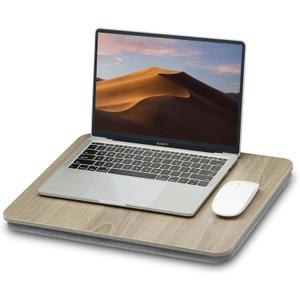 Portable Lap Laptop Desk with Pillow Cushion, Fits up to 15.6 inch Laptop, Lap Stand for Bed & Couch & Carpet, Book Tablet/Drawing Board/Computer Laptop Stand - Black Wood