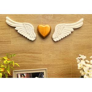 Bimodal Handmade Wooden Wall Art  Gold Heart & Wings  Elegant Rustic Home Decor for Bedroom, Living Room, Kitchen, or Terrace  Great for Weddings, Anniversaries & Gifts for Her  30 Wide.