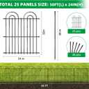 25 Panels No Dig Decorative Garden Fence, 32in(H) X 50ft(L) Tall Dog Fence Outdoor for Yard, Rustproof Metal Wire Garden Fencing Animal Barrier with Ground Stakes, Temporary Fencing for Patio Outdoor