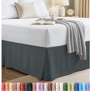 Utopia Bedding Queen Bed Skirt - Soft Quadruple Pleated Ruffle - Easy Fit with 16 Inch Tailored Drop - Hotel Quality, Shrinkage and Fade Resistant (Queen, Grey)