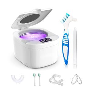 Professional Ultrasonic Retainer Cleaner Retainer Cleaning Machine - 45kHz Ultrasonic Cleaning, Suitable for Denture Mouth Guard Aligner Dental Trays
