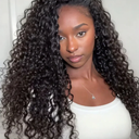 NZINZI Water Wave Half Wig Human Hair 3 In 1 Seamless Flip Over Half Wigs for Black Women Ready to Go Headband Wig 180% Density Drawstring Curly Half Wig Glueless Natural Black 24 Inch