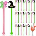 24 Pcs Witch Party Supplies Pink and Green Acrylic Drink Stirrers 5.9 Inch Reusable Swizzle Sticks Bulk for Cocktails Coffee Bar Weddings Events Birthday Party Decoration
