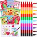 Funrous 28 Pcs Valentine's Day Coloring Books for Kids Bulk with 28 Stacking Crayons Valentines Activity Books with Crayons - Party Favors, Goodie Bag Stuffers & Classroom Exchange Gifts
