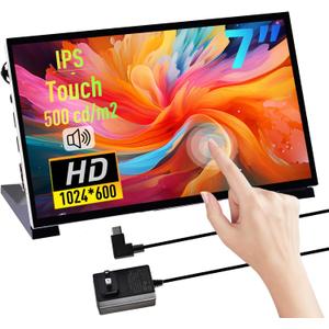 GeeekPi 7-inch Capacitive Touchscreen for Raspberry Pi, HDMI Monitor IPS 1024X600 LCD Display with Dual-Speaker for Raspberry Pi 5/4B/3B+/3B/B+, with Mount Hole to Install Raspberry Pi Board