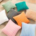 Uhomy Faux Fur Plush Throw Pillow Covers 16x16 Pack of 2 Luxury Super Soft Fluffy Striped Decorative Pillow Covers for Sofa, Bed, Couch, Living Room, Camel-Brown 40x40 cm