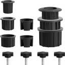 abrwyy 12 Pcs Umbrella Base Stand Replacement Parts, Patio Umbrella Base Stand Hole Ring Plug Cover, Umbrella Base Stand Hole Ring, Black Umbrella Stand Base Screw for Outdoor Patio Table Backyard