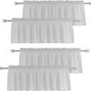 Light Grey Valances 4 Pieces Sheer Valences 18 inch Curtains Living Room Window Curtain Bedroom Kitchen Small Short Mini Curtain Panels Topper Rod Pocket 52"x18"