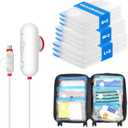 VMstr 9 Pack Travel Vacuum Storage Bags with USB Pump, Vacuum Packing Seal Bags for Luggage, Carry-on Size Space Saver for Clothes and Clothing Travel