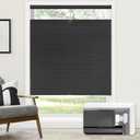 LazBlinds No Tools No Drill Cordless Cellular Shades, Top Down Bottom Up (TDBU) Honeycomb Shades for Home, Blackout Light Blocking Thermal Insulation Blinds for Windows, 33" W x 64" H, Black
