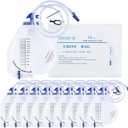Urinary Drainage Bags 2000ML, Catheter Bags with Unique Anti-Reflux Drip Chamber, Thickened Drainage Tube, Adjustable Clips & Hanging Hook for Home and Hospital Use, 10 Packs