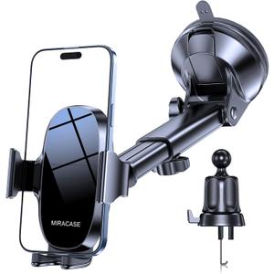 Miracase 3-in-1 Cell Phone Holders for Your Car, Universal Car Phone Holder Mount for Car Dashboard Air Vent Windshield Compatible with iPhone 16 15 14 13 12 11 Pro Max Xs XR X, Galaxy Black
