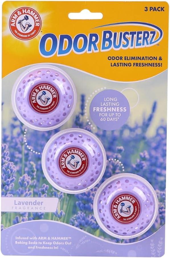 Arm & Hammer Odor Busterz Lavender Deodorizing Balls - Air Freshener and Odor Eliminator - Long-Lasting Freshness for Home, Bathroom, Closet, Gym Bags, Sports Gear and More - 3-Count, Lavender Scent