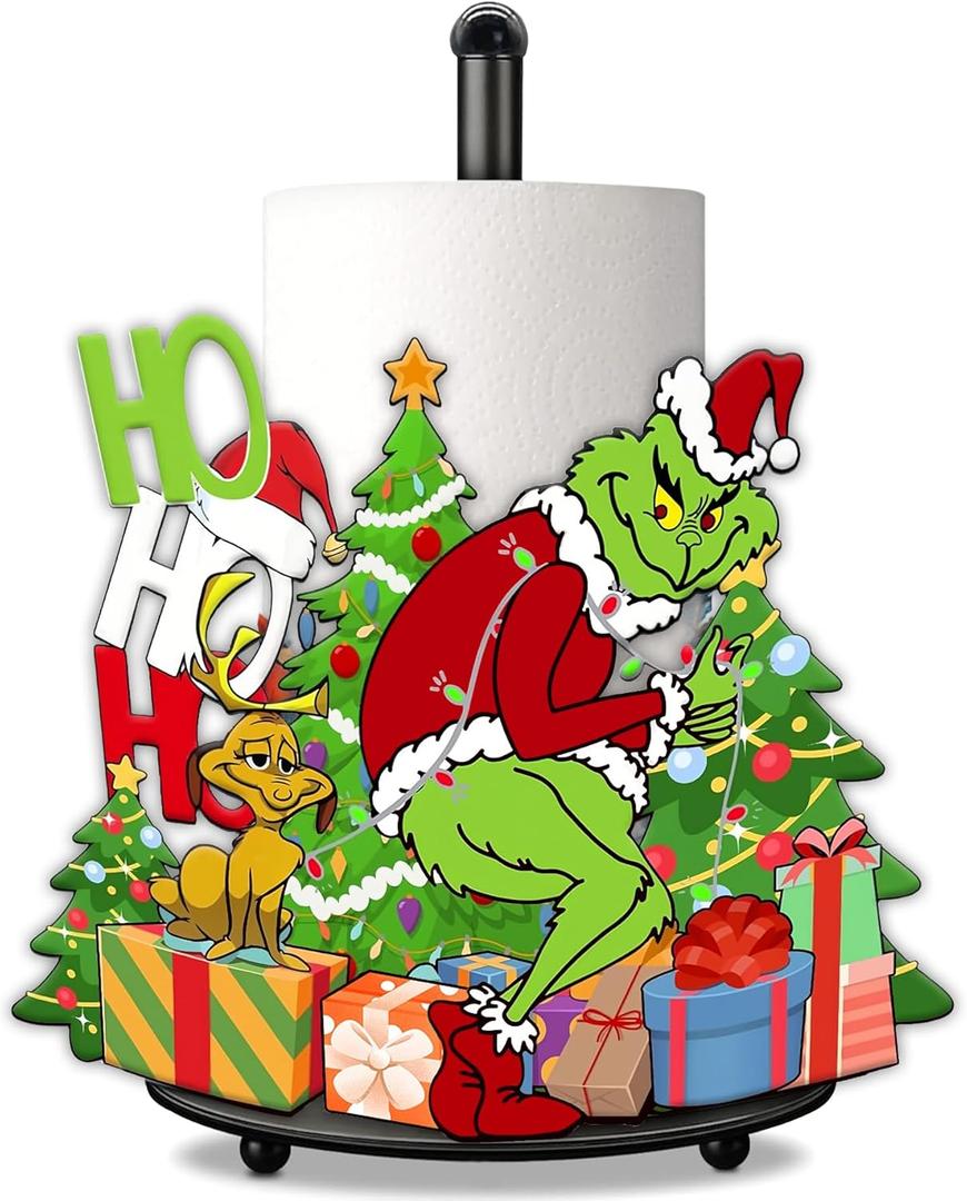 Green Monster Christmas Paper Towel Holder for Indoor Decorations Kitchen & Bathroom Decor Paper Towel Holder Stand Countertops