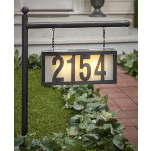 Solar Metal Address Signs for Yard with 50 Customizable House Numbers for Outside - Any Combination, with Warm White & Cold White, Weather-Resistant Solar-Powered LED Illuminated Address Plaques (Single Stake Item)