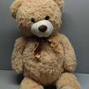 MaoGoLan Giant Teddy Bear Stuffed Animal, 39" Large Tan Teddy Bear Plush Toy with Cute Bow Tie & Footprints, Soft Sunggle Bear Plushies Gift for Kids Grilfriend Wife on Christmas Birthday Baby Shower (Brown)