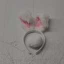 U-Goforst Bunny Ears Headbands and Tail, Bunny Costume Long Furry Rabbit Ear Headband, Halloween Party Cosplay White Bunny Ears Costume Hair Accessories for Adult Women