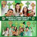 Gersoniel 24 Set St. Patrick's Day Cross Crafts Saint Patty's Day Hanging DIY Art and Craft Kits with Sticker Make Your Own Christian Irish Cross for Spring Sunday School Activity Supplies Decor
