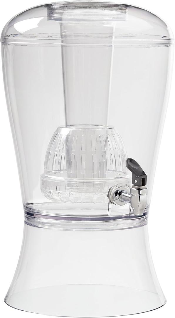 CreativeWare Beverage Dispenser with Ice Cylinder and Fruit Infuser, 3 Gallon, Clear