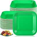 Dandat 100 Pack 7 Inch Easter Paper Square Plates Appetizer Disposable Cake Plates Disposable Lunch Metallic Foil Dessert Tableware for Birthday Wedding Anniversary Party Supplies (Green)