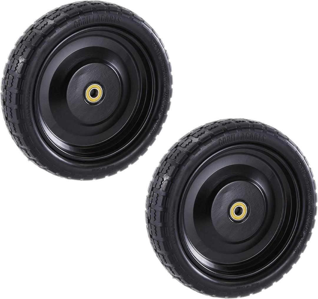 Gorilla Carts 2-Pack 13 Inch No-Flat Replacement Tires, 300 lb Capacity Each  Solid Polyurethane, 2.16 Hub, 5/8 Bore  Fits Lawn & Garden Utility Wagon, Hand Truck, Air Compressor, Pressure Washer Gorilla Carts 2-Pack 13 Inch No-Flat Replacement Tires, 300 lb Capacity Each  Solid Polyurethane, 2.16 Hub, 5/8 Bore  Fits Lawn & Garden Utility Wagon, Hand Truck, Air Compressor, Pressure Washer