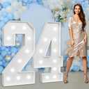 Marquee Numbers Large 24th-Birthday Decorations: 4ft Light Up Number Party Decor 42 Year Old Women And Men Birthday Decoration Backdrop 42 Anniversary Cardboard Big Mosaic Balloon Frame Number 24