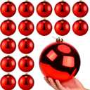 Meooeck 16 Pcs 6 Inch Large Christmas Ball Ornaments Giant Oversized Shatterproof Plastic Christmas Ball Outdoor Hanging Decorations UV and Water Resistant for Holiday Party Lawn Yard Xmas Tree Decor (Shiny Red)