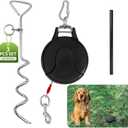 Retractable Dog Tie Out Cable and Stake- 30ft No Leash Retractable for Dogs 10-90lbs - 360 Rotate Dog Lead Reel for Courtyard, Camping & Outdoor Daily Walks Use (Black)