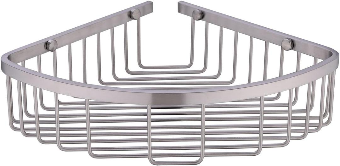 304 Stainless Steel Shower Caddy Corner Basket Shelf Bathroom Organizer Wall Mounted Storage, Brushed Nickel