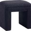 Get Set Style Vanity Stool Chair,Modern Boucle Ottoman Foot Stool with Wooden Legs Sofa Bench Footstool Extra Seat for Vanity,Makeup Room,Living Room,Entryway,Office (Fully Assembled) (Black)