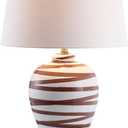 JONATHAN Y 29" Brown/White Ceramic Table Lamp for Living Room Bedroom Office, Modern Coastal Bedside Lamp with White Linen Shade, Traditional Nightstand Lamp, LED Bulb (JYL3016B)