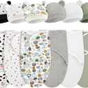 VitalCozy 6 Pack Preemie Swaddle Blanket Wrap Matching with Hat for Baby Boys or Girl Preemie Newborn Clothes Blanket(for 3-7 Lbs,Neutral Series)
