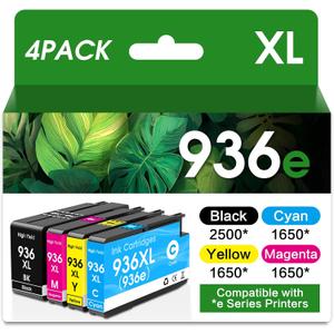 936XL 936 Ink Cartridges Compatible for HP 936 936XL Ink Cartridges Work for OfficeJet 9125e 9135e 9120e 9110 9120b 9120 9110b 9130e 9110e 9130b (4Pack)