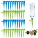 40 Pack Self Watering Spikes for Plant,Indoor & Outdoor Automatic Plants Waterer,Plug-in Device with Adjustable Valve Switch, self Watering Planter Insert (20 Blue+20 Green)