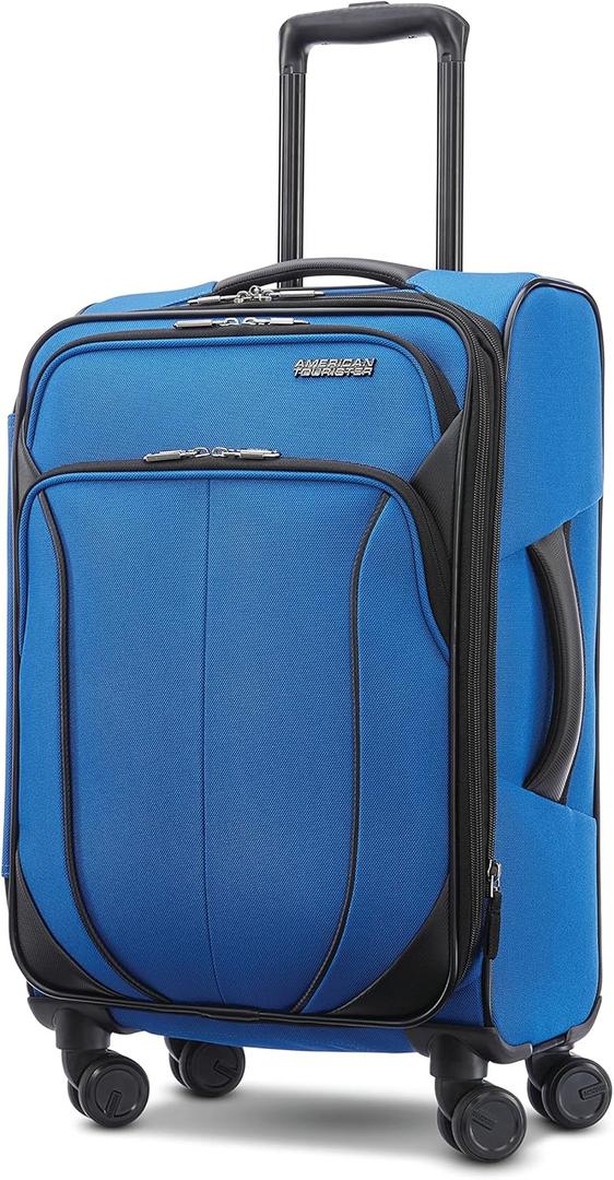 American Tourister 4 KIX 2.0 Expandable Softside Luggage with Spinner Wheels, 20 Spinner, Classic Blue 