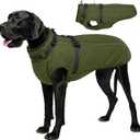 Lelepet Dog Coat with Harness Built in, Waterproof Dog Jacket for Dogs Reflective Winter Jacket with Zip Warm Cold Weather Coats for Dogs,Turtleneck Snowsuit, Great Dane, Army Green, XXXL