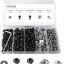 200pcs 2020 Series M5 T Nut and Black Screw Kit  Sliding & Drop-in T-Nuts, M5x8 & 10mm Black Screws, Washers, Hex Wrench  for 6mm T-Slot Aluminum Extrusion Accessories Extruded Aluminum Hardware