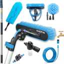 IGADPole 20 FT Water-Fed Cleaning Kit – Extendable Telescopic Pole with Soap-Dispenser, Brush & Cobweb Duster, Adjustable 5-20 FT Handle for Safe High Window, Gutter, Solar Panel & Exterior Cleaning