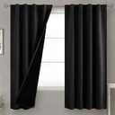 BGment Black 100% Blackout Curtains 63 Inches Long with Thermal Insulated Liner, Rod Pocket and Back Tab Double Layer Full Room Darkening Window Curtain for Bedroom, 2 Panels,Each 38 x 63 Inch